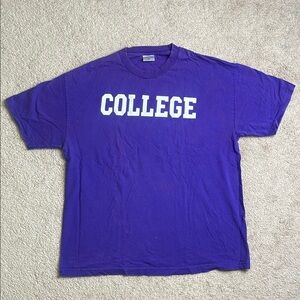 TCE “COLLEGE” Purple and White Short Sleeve Tee